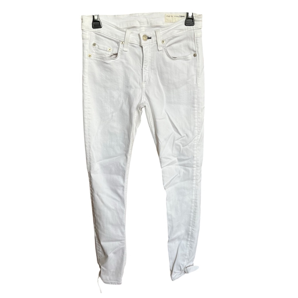 Rag & Bone Women's White Denim Skinny Jeans Size 27 Ankle Tie Detail